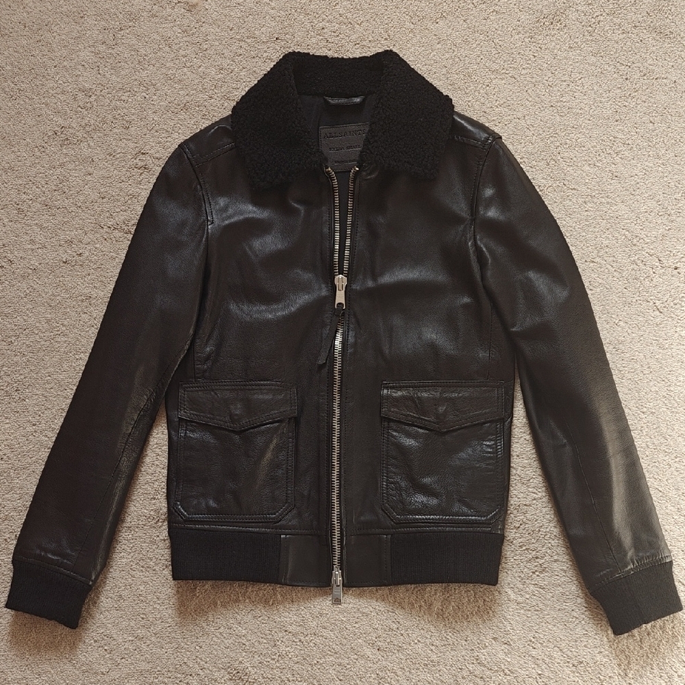 All Saints Black Bomber Jacket XS